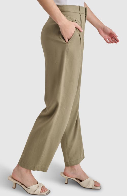 Shop Dkny Pleated Straight Leg Trousers In Light Fatigue