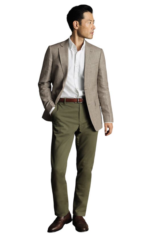 Charles Tyrwhitt Linen Cotton Slim Fit Jacket In Mocha