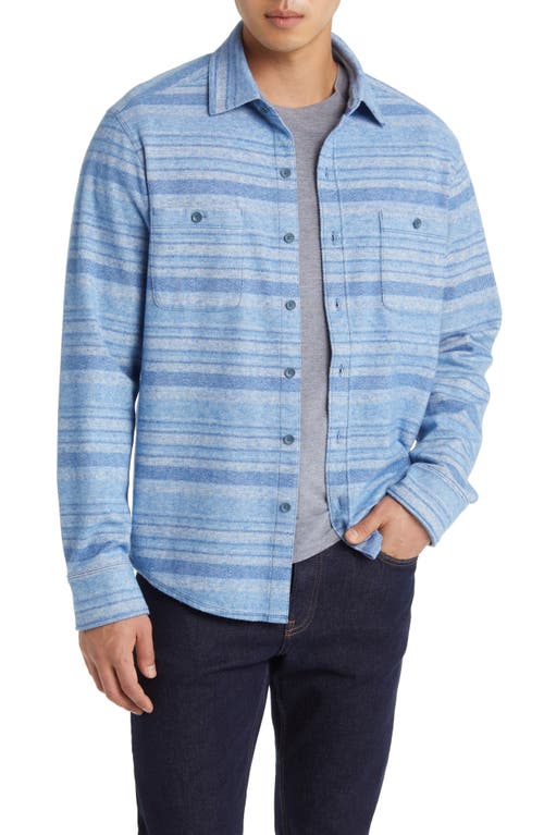 Tommy Bahama Fireside Stripe Stretch Cotton Button-Up Shirt in Bora Bora Blue at Nordstrom, Size Xx-Large
