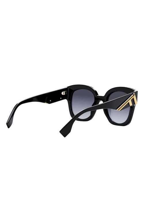 Shop Fendi ' First 63mm Square Sunglasses In Shiny Black/gradient Blue