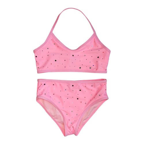 Lola + The Boys Rainbow Crystal Bikini in Pink 