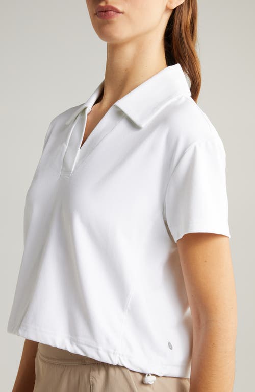 Shop Zella Replay Boxy Polo Tee In White