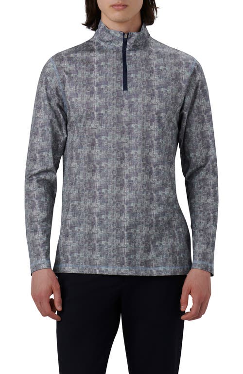 Bugatchi OoohCotton Print Quarter Zip Pullover Zinc at Nordstrom,