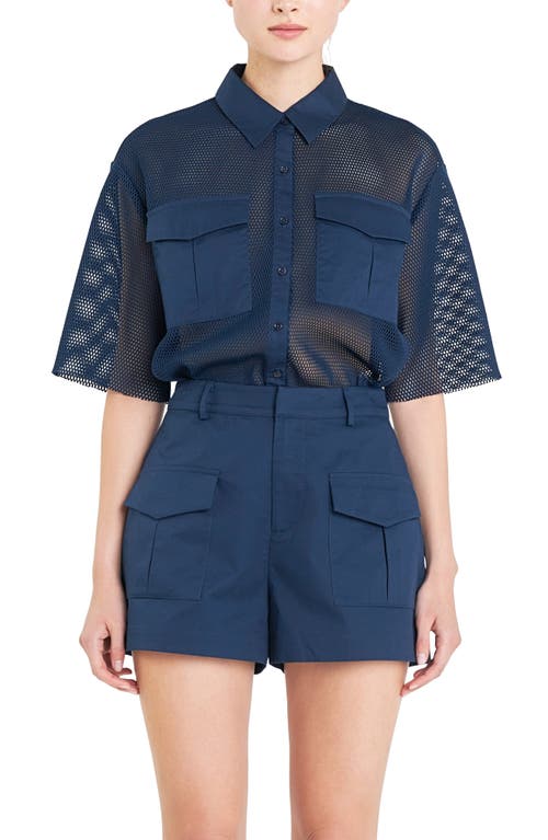 Grey Lab Pocket Mesh Shirt In Navy