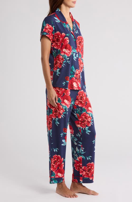 Shop Nordstrom Moonlight Eco Crop Pajamas In Navy In Bloom