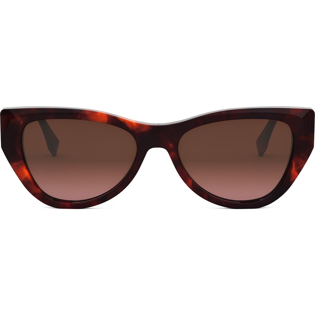 Fendi Wayfarer Semi Cat-eye Sunglasses In Red Havana/gradient Brown
