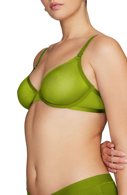 Cuup The Plunge Underwire Sheer Mesh Bra In Leaf