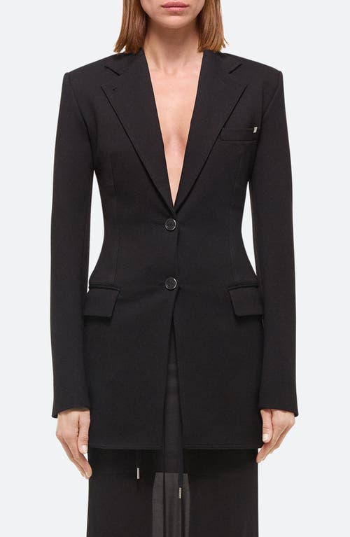 Shop Helmut Lang Roma Zip Sleeve Single Breasted Ponte Knit Blazer In Black