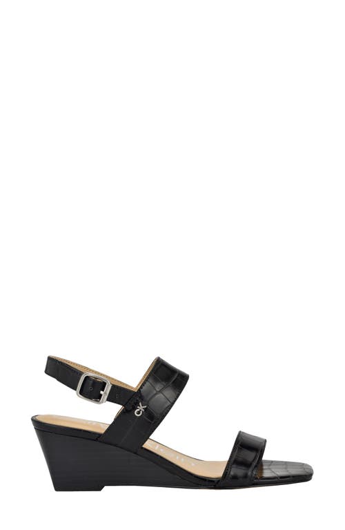 Shop Calvin Klein Kayor Wedge Sandal In Black Texture