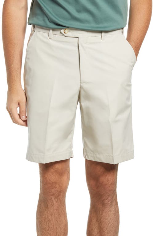 Prime Flat Front Poplin Shorts in Light Tan
