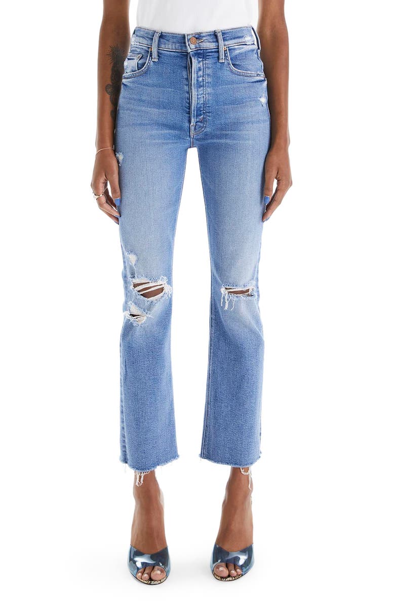 MOTHER The Tripper Ripped High Waist Fray Hem Ankle Jeans | Nordstrom