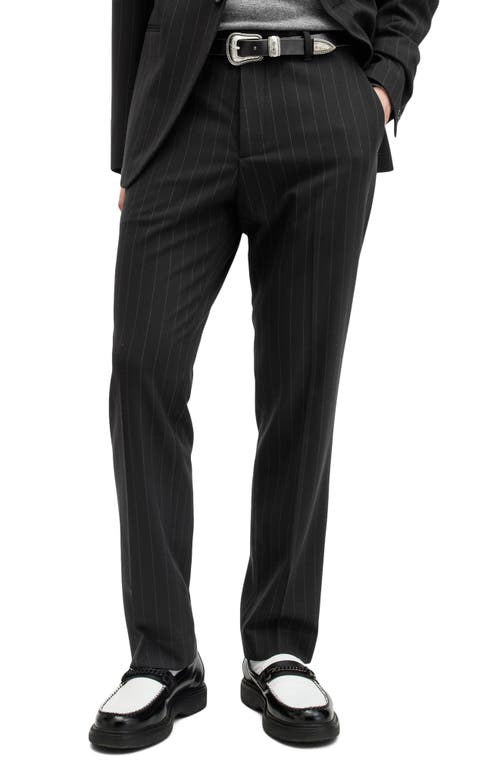 Shop Allsaints Heddon Pinstripe Slim Fit Trousers In Black