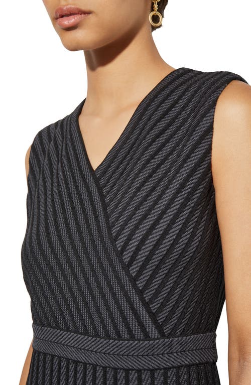 Shop Ming Wang Stripe Sleeveless Midi Sweater Dress In Blk/granite