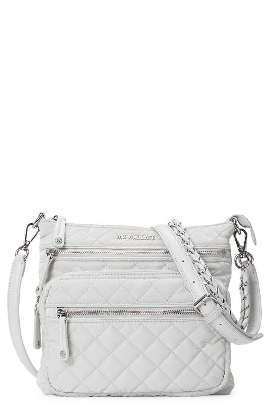Mz Wallace Downtown Crosby Quilted Nylon Crossbody Bag In Light Grey