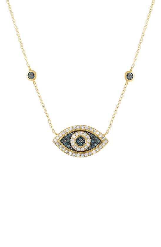 Shop Fzn 10k Diamond Evil Eye Necklace In Blue