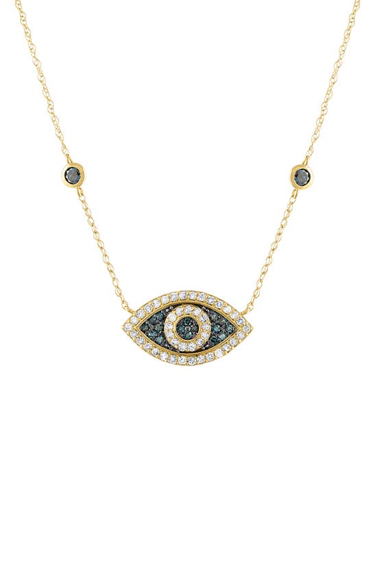 Fzn 10k Diamond Evil Eye Necklace In Blue