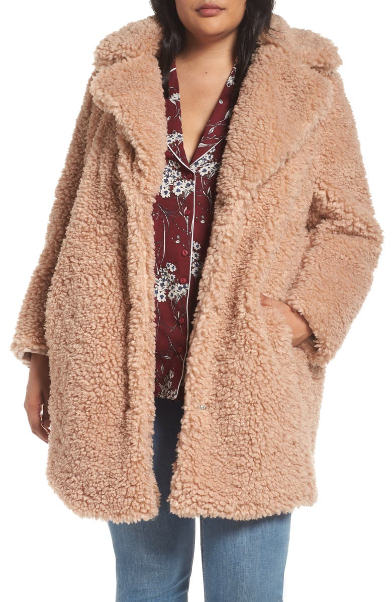 kensie Faux Shearling Coat (Plus Size) | Nordstrom