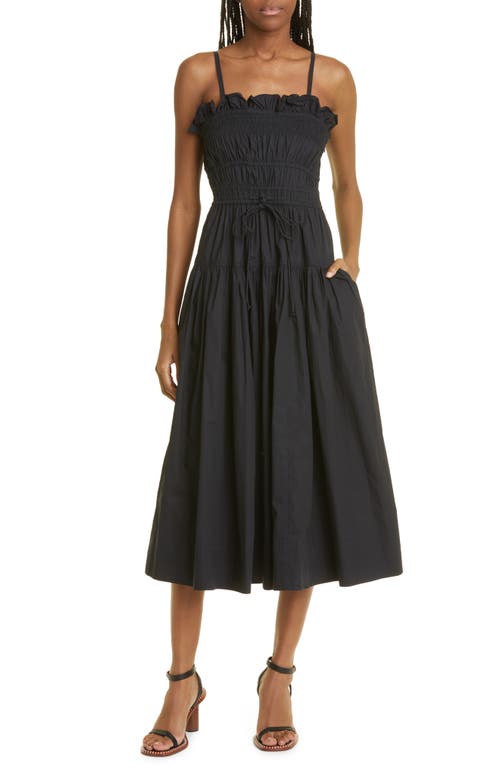 Ulla Johnson Lisbet Ruffle Cotton Sundress in Noir