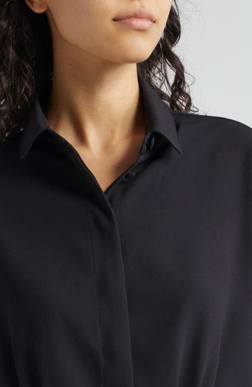 Shop Emporio Armani Pintuck Crepe Crop Jacket In Solid Black