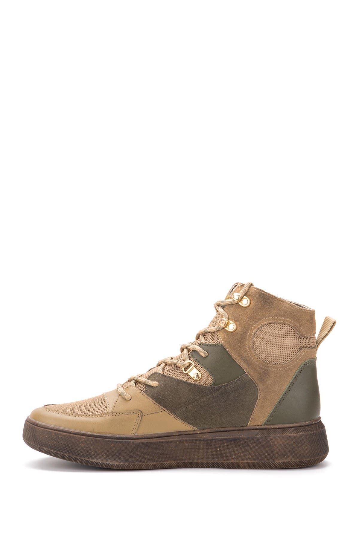 Hybrid Green Label Globetrotter Leather Mid Sneaker In Beige/khaki
