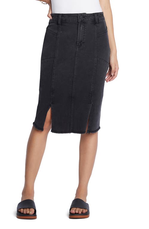 Wash Lab Denim Kick Pleat Denim Skirt in Brushed Black