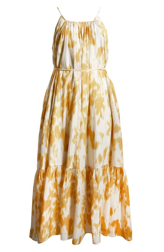 Shop Nordstrom Tie Back Tiered Maxi Dress In Ivory Dove- Yellow Lotus Blur