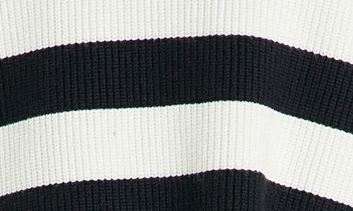 English Factory Stripe Half Zip Crop Sweater In Black/ Ivory