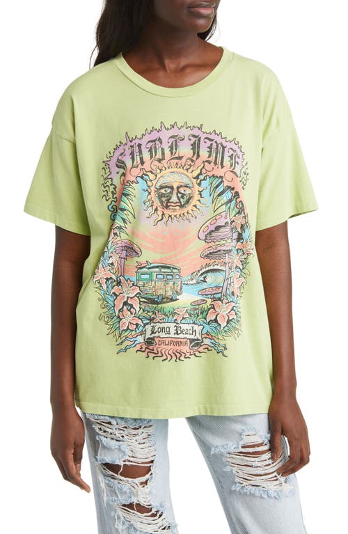 Daydreamer Sublime Cotton Graphic Tee in Lily Green