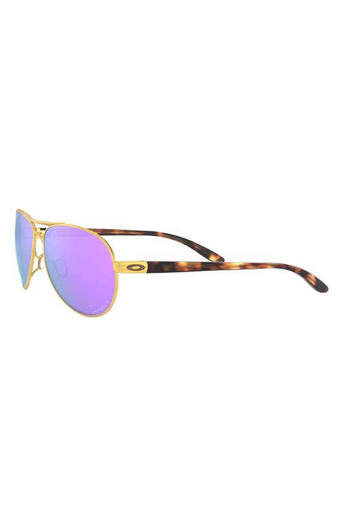 Shop Oakley 59mm Polarized Aviator Sunglasses In Satin Gold/prizm Violet