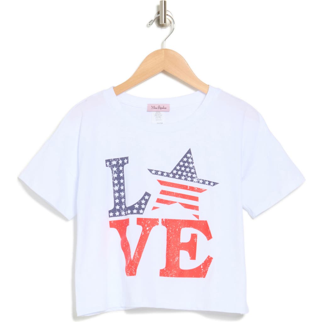 Miss Popular Kids' Love America Graphic T-shirt In White