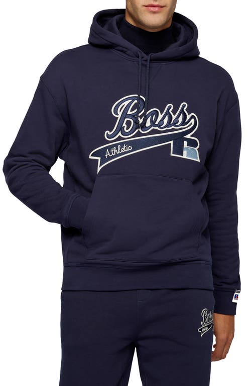 BOSS x Russell Athletic Safa Hooded Sweatshirt in Navy at Nordstrom, Size Small