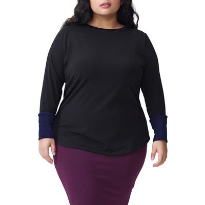 Plus Size Universal Standard Rhine Colorblock Cuff Tee, Size L (2-2) Petite Plus - Black