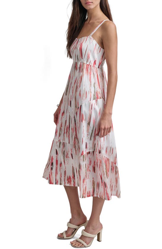 Shop Dkny Abstract Print Midi Dress In Broken Brush Stroke