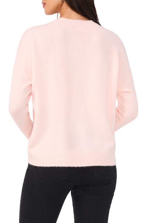 Shop Vince Camuto Cropped Crewneck Sweater In Pink Lotus