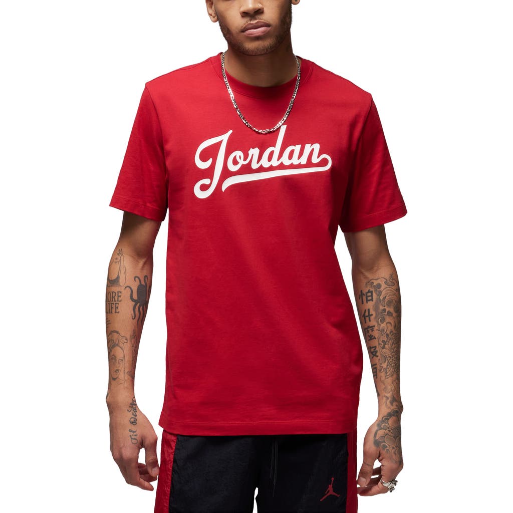 Nike Jordan Cotton Graphic T-shirt In Red