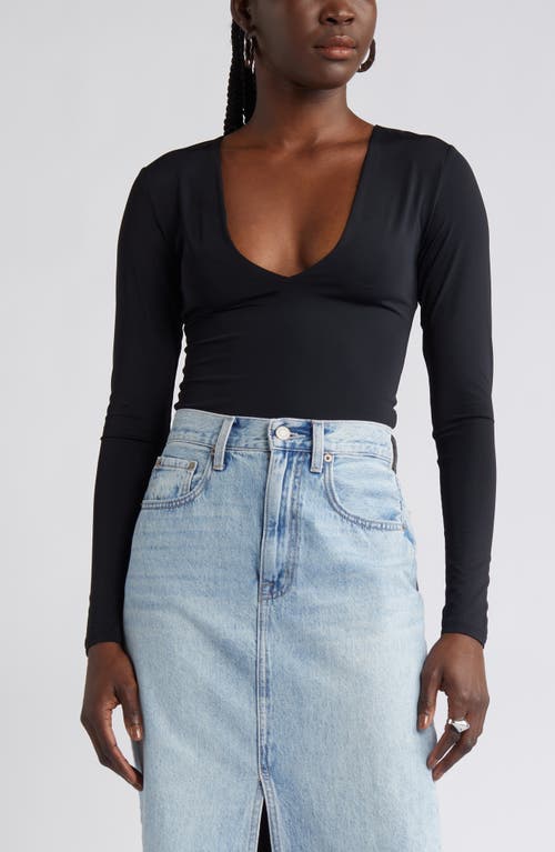 Open Edit Smooth V-Neck Bodysuit at Nordstrom,