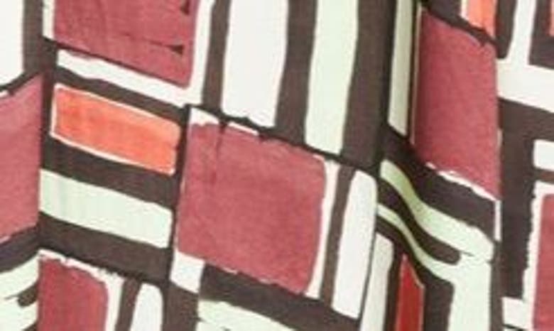 St John Painted Geo-print Origami-waist Sleeveless Midi Dress In Dark Claret Multi