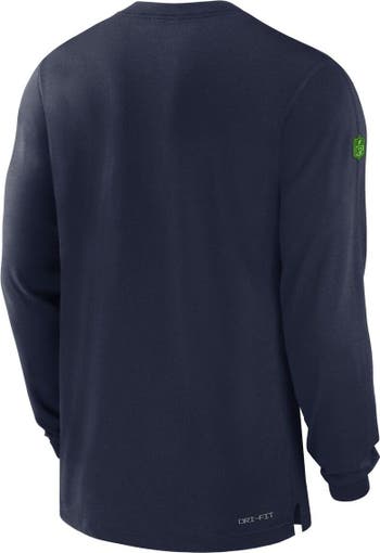 Men's Nike College Navy Seattle Seahawks Sideline Half-Zip Hoodie