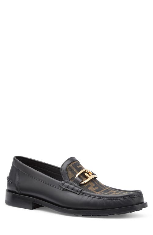 Shop Fendi O'lock Ff Jacquard Vamp Loafer In Black/brown