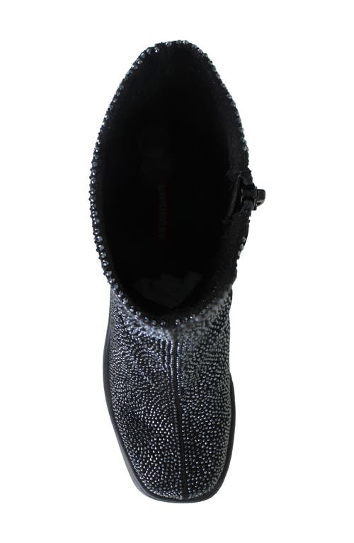 Unionbay Yael Rhinestone Platform Boot In Black/gunmetal