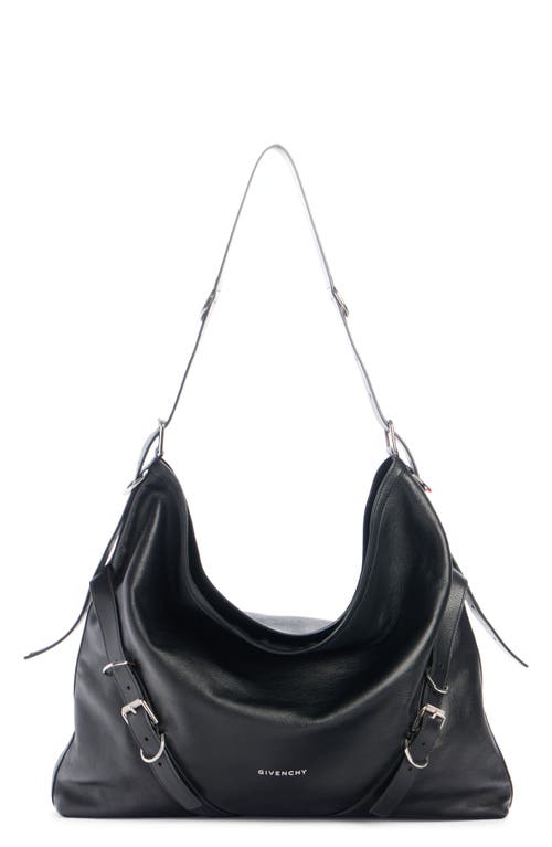 Small Voyou Leather Crossbody Bag in Black