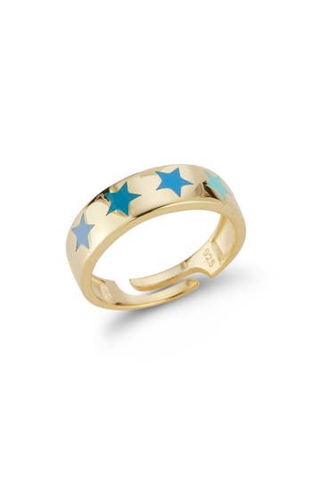 Sphera Milano 14k Gold Plated Adjustable Enamel Star Ring In Gold