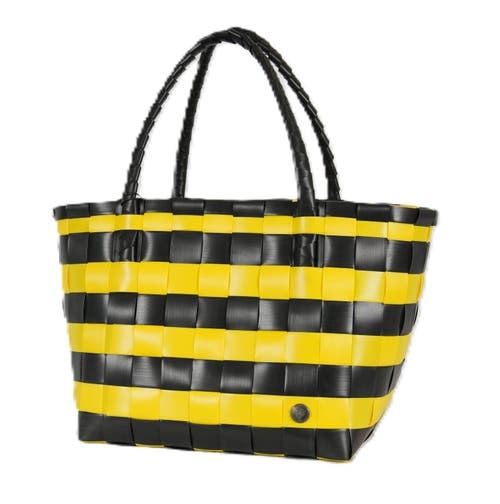 Shop Handed By Paris Spirit Recycled Tote Bags In Black/sunshine Yellow