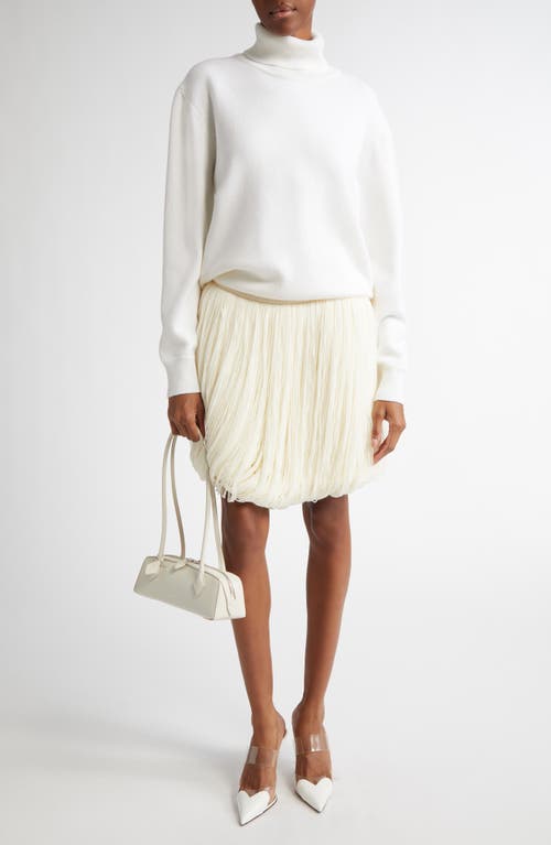 Shop Alaïa Fringes Skirt In Blanc Casse