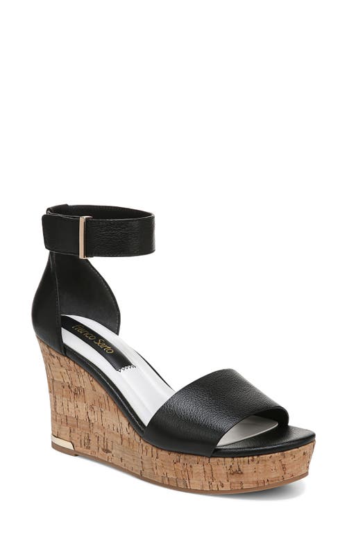 Clemens Ankle Strap Wedge Sandal in Black
