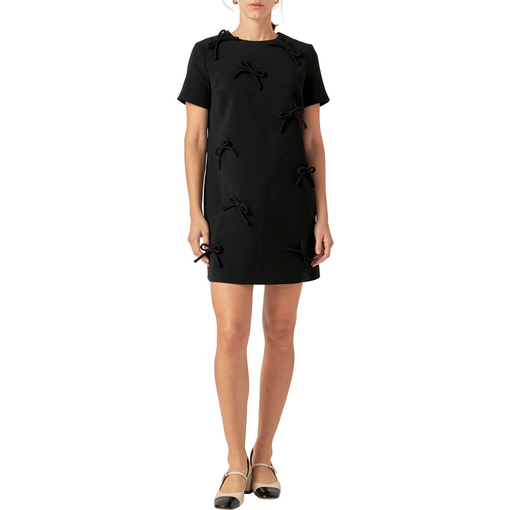 English Factory Bow T-Shirt Minidress in Black