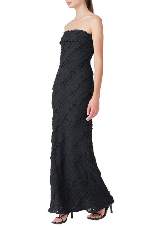 Shop Endless Rose Ruffle Strapless Maxi Dress In Black