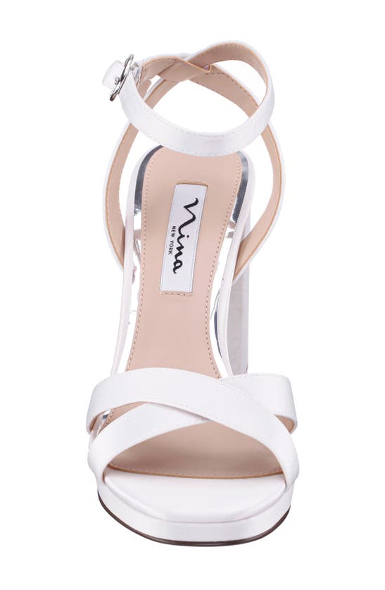 Shop Nina Shelia Ankle Strap Platform Sandal In Ivory Luster Satin