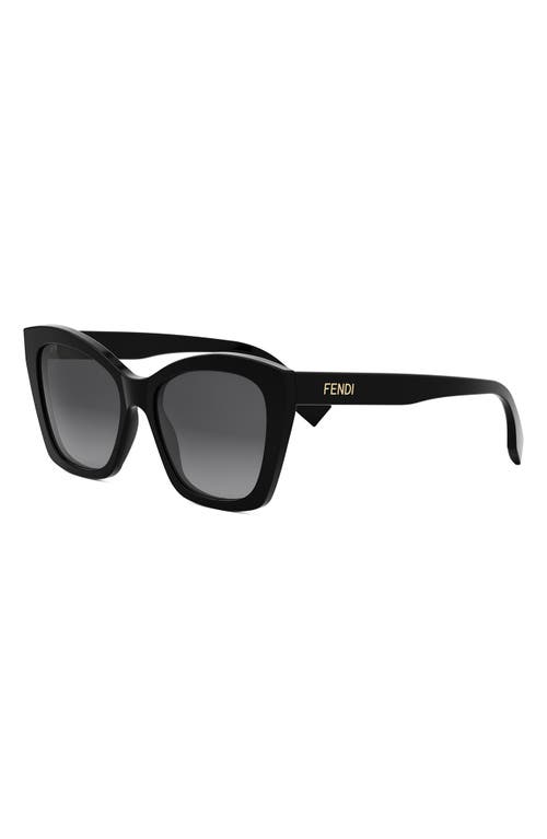 Shop Fendi ' Lettering 55mm Gradient Square Sunglasses In Shiny Black/gradient Smoke