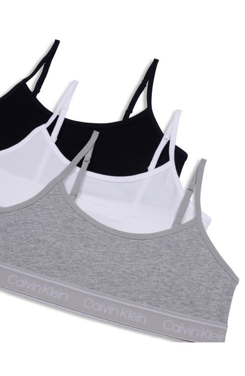 Shop Calvin Klein Kids' Assorted 3-pack Stretch Cotton Bralettes In Heather Grey/black/white